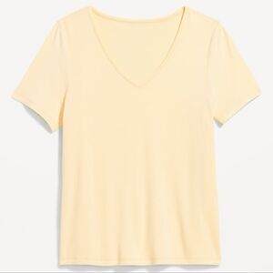 Old Navy Light Yellow V-Neck Short Sleeve Luxe Tee